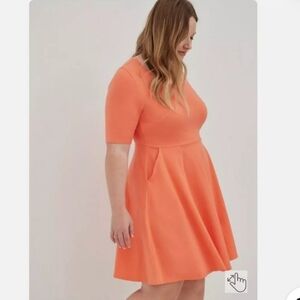 Torrid Mini Foxy Skater Dress Bright Coral Size 1X